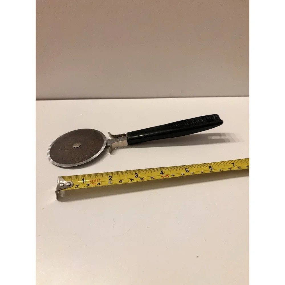 Vintage Ekco Eterna Pizza Cutter Wheel Stainless Steel US Black Handel Pastry 7